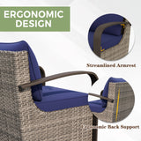 EAGLE PEAK Coastal Vista Outdoor Swivel Wicker Rocker Chair with Deep Seating,Contains 2 Chairs, Beige/Blue - Eagle Peak Canopy and Outdoor Products