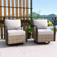 EAGLE PEAK Coastal Vista Outdoor Swivel Wicker Rocker Chair with Deep Seating,Contains 2 Chairs, Beige/Blue - Eagle Peak Canopy and Outdoor Products