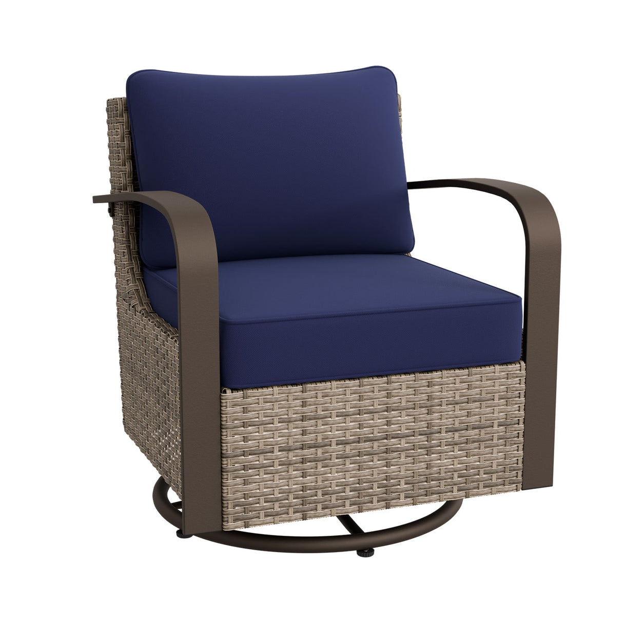 EAGLE PEAK Coastal Vista Outdoor Swivel Wicker Rocker Chair,Contains 1 Chair, Blue/Beige - Eagle Peak Canopy and Outdoor Products