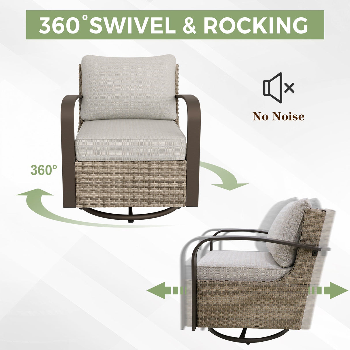 EAGLE PEAK Coastal Vista Outdoor Swivel Wicker Rocker Chair,Contains 1 Chair, Blue/Beige - Eagle Peak Canopy and Outdoor Products