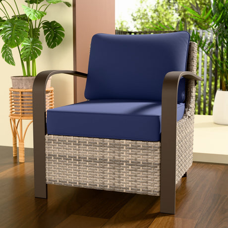 EAGLE PEAK Coastal Vista Patio Chair with Cushions, Contains 1 Chair, Blue/Beige - Eagle Peak Canopy and Outdoor Products