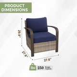 EAGLE PEAK Coastal Vista Patio Chair with Cushions, Contains 1 Chair, Blue/Beige - Eagle Peak Canopy and Outdoor Products