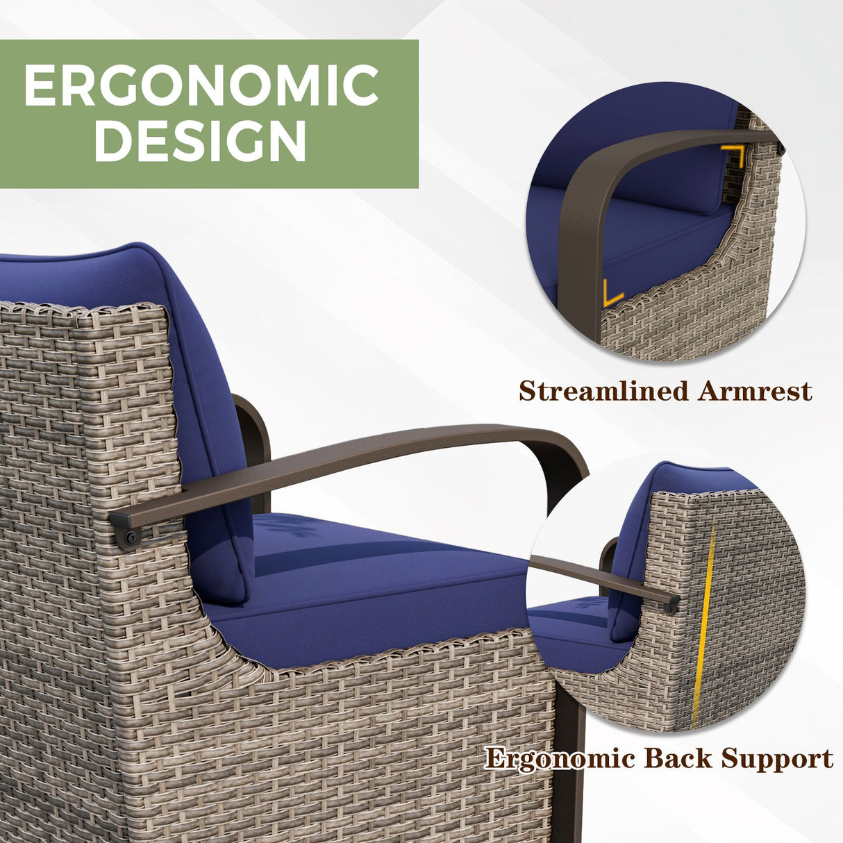 EAGLE PEAK Coastal Vista Patio Chair with Cushions, Contains 1 Chair, Blue/Beige - Eagle Peak Canopy and Outdoor Products