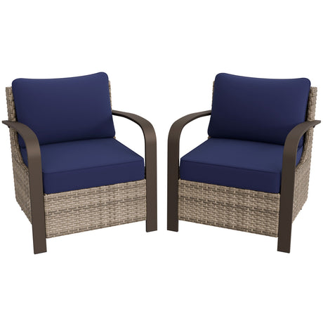 EAGLE PEAK Coastal Vista Patio Chair with Cushions, Contains 2 Chairs, Beige/Blue - Eagle Peak Canopy and Outdoor Products