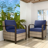 EAGLE PEAK Coastal Vista Patio Chair with Cushions, Contains 2 Chairs, Beige/Blue - Eagle Peak Canopy and Outdoor Products