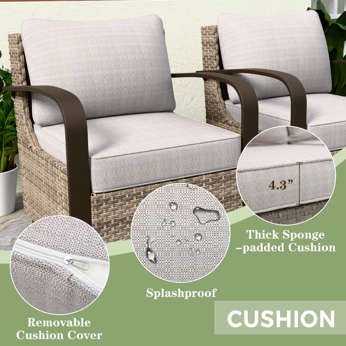 EAGLE PEAK Coastal Vista Patio Chair with Cushions, Contains 2 Chairs, Beige/Blue - Eagle Peak Canopy and Outdoor Products