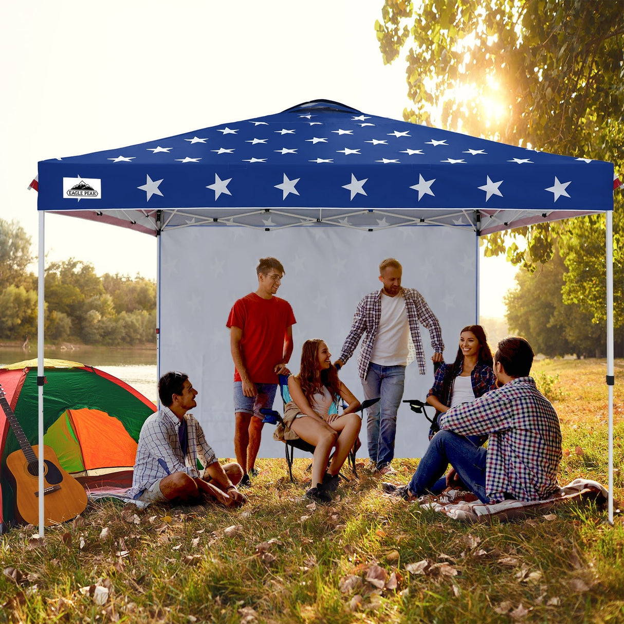 EAGLE PEAK Commercial Pop up Canopy with 1 Sidewall, Heavy Duty Canopy Tent 12x12, Roller Bag and 4 Weight Bags - Eagle Peak Canopy and Outdoor Products