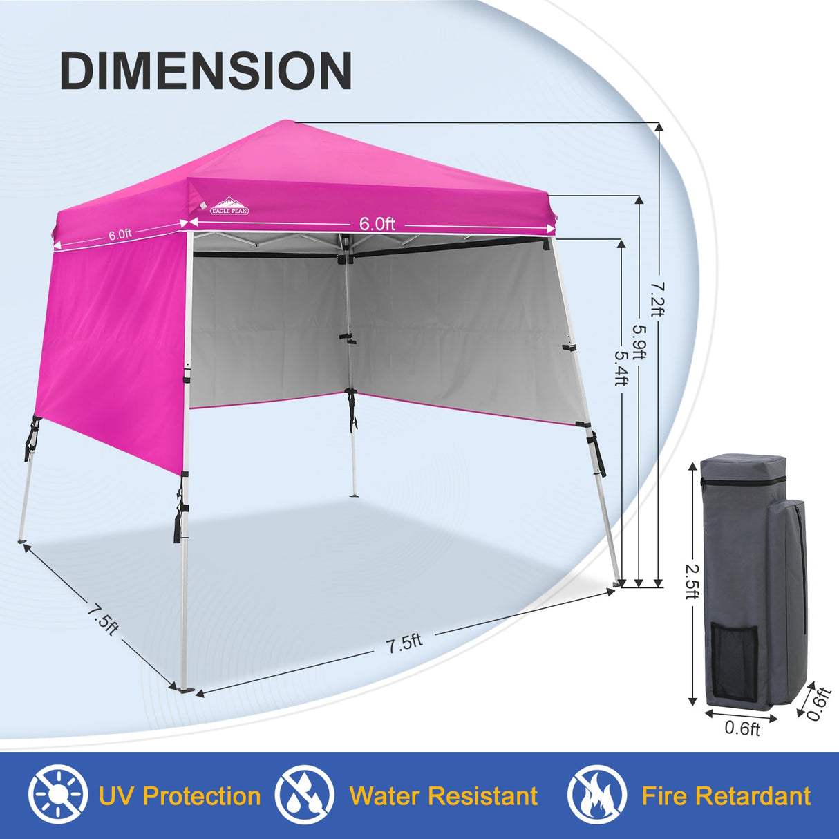 EAGLE PEAK Day Tripper 8x8 Aluminum Super - Lightweight Slant Leg Pop Up Canopy with 3 Removable Walls - Eagle Peak Canopy and Outdoor Products