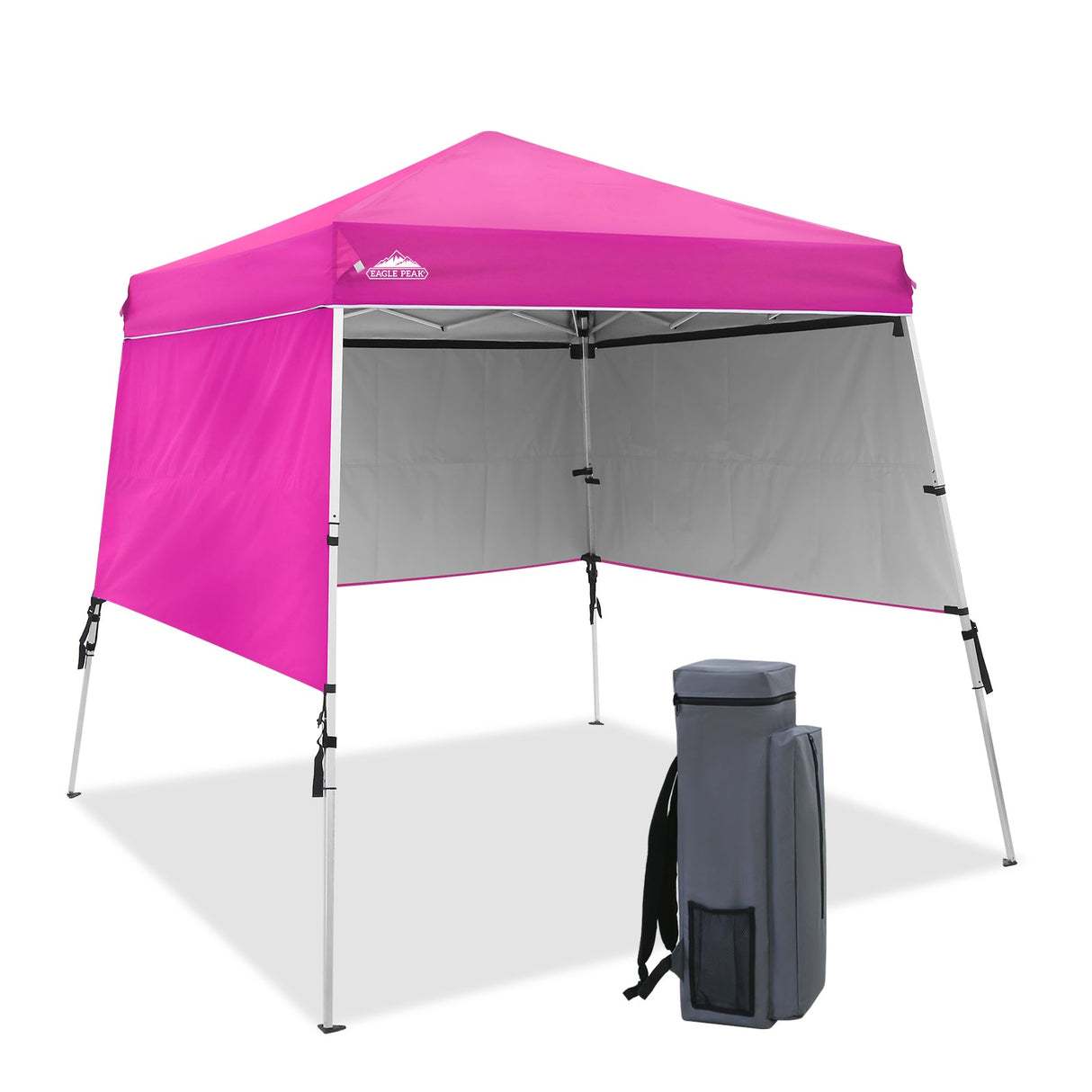 EAGLE PEAK Day Tripper 8x8 Aluminum Super - Lightweight Slant Leg Pop Up Canopy with 3 Removable Walls - Eagle Peak Canopy and Outdoor Products