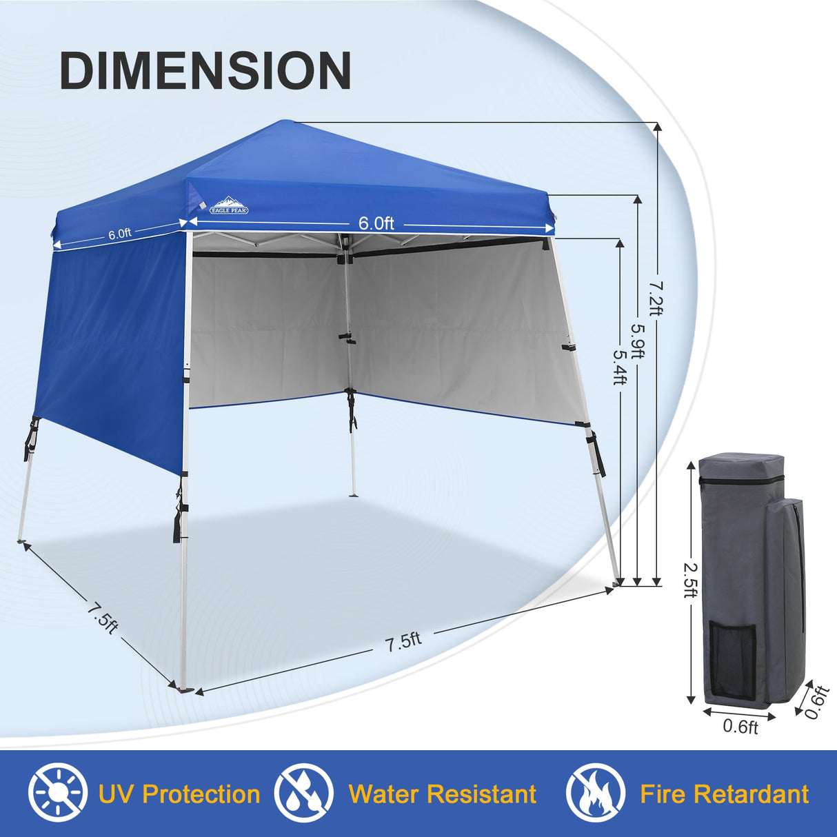 EAGLE PEAK Day Tripper 8x8 Aluminum Super - Lightweight Slant Leg Pop Up Canopy with 3 Removable Walls - Eagle Peak Canopy and Outdoor Products