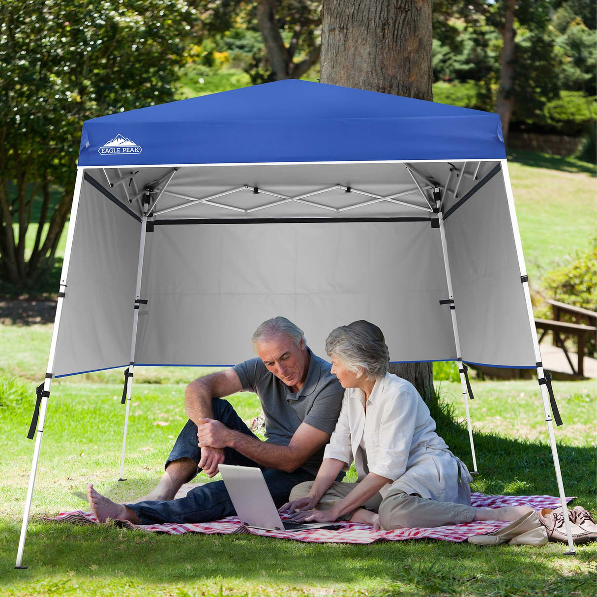 EAGLE PEAK Day Tripper 8x8 Aluminum Super - Lightweight Slant Leg Pop Up Canopy with 3 Removable Walls - Eagle Peak Canopy and Outdoor Products