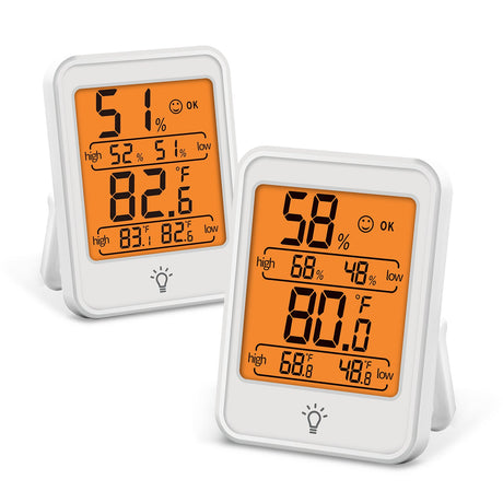 EAGLE PEAK Digital Hygrometer, 2 Pack Indoor Thermometer Humidity Gauge with Temperature Humidity Monitor for Nursery Room, Living Room, Office, Basement, Greenhouse, White - Eagle Peak Canopy and Outdoor Products