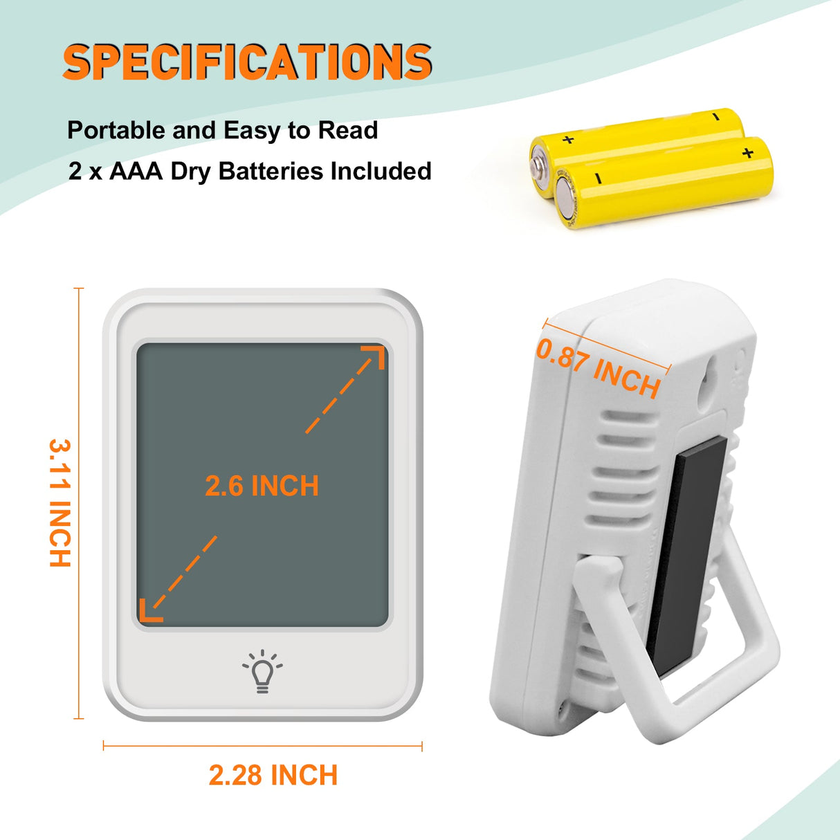 EAGLE PEAK Digital Hygrometer Thermometer Humidity Gauge with Backlight Display, Indoor Room Thermometer with Temperature Humidity Monitor for Nursery Room Greenhouse, White - Eagle Peak Canopy and Outdoor Products