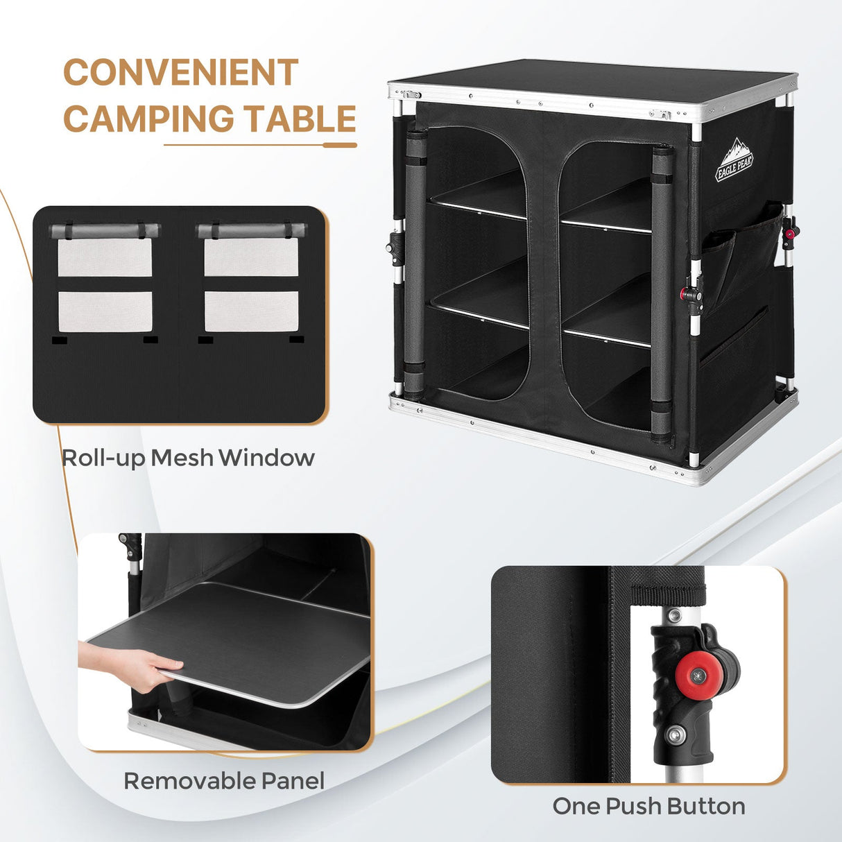 EAGLE PEAK Double Camping Folding Table with Storage Organizer and Side Pockets - Eagle Peak Canopy and Outdoor Products