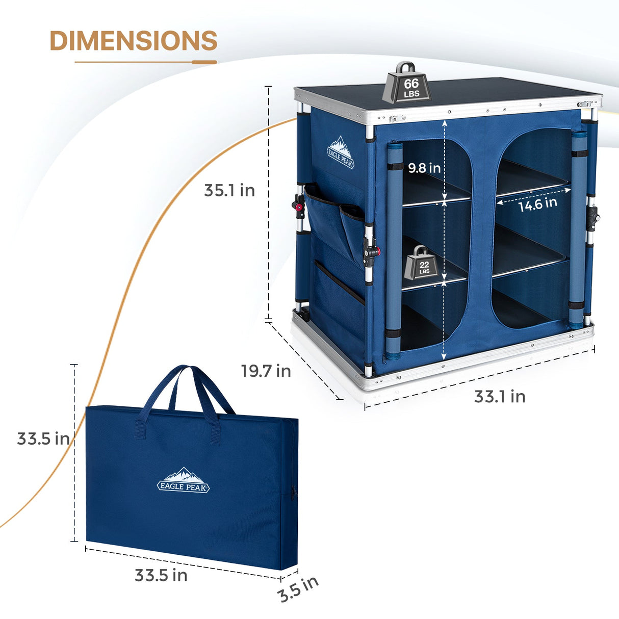 EAGLE PEAK Double Camping Folding Table with Storage Organizer and Side Pockets - Eagle Peak Custom Canopy Tent