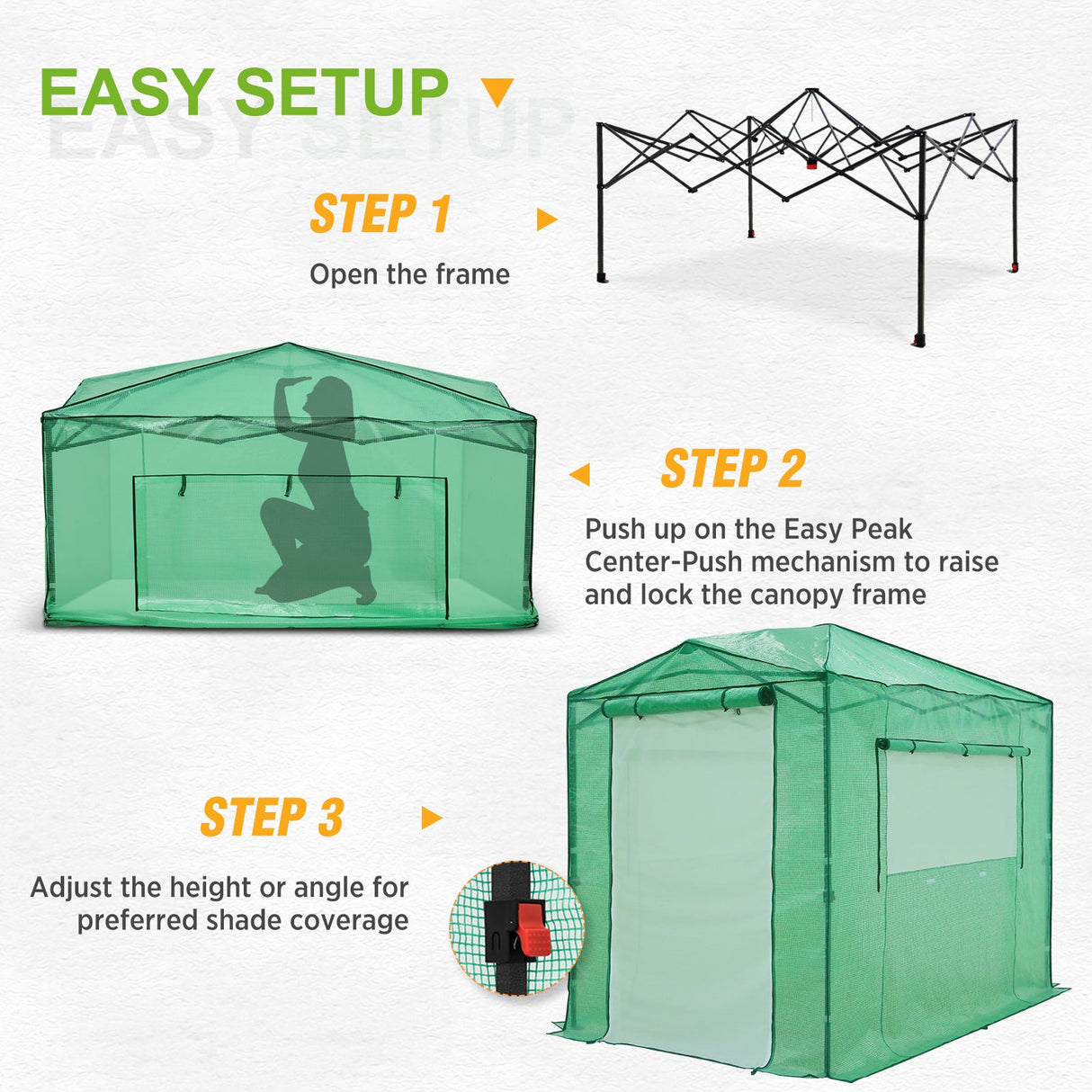 EAGLE PEAK Easy Fast Setup Instan 8x6 Pop Up Walk In Greenhouse - Eagle Peak Canopy and Outdoor Products