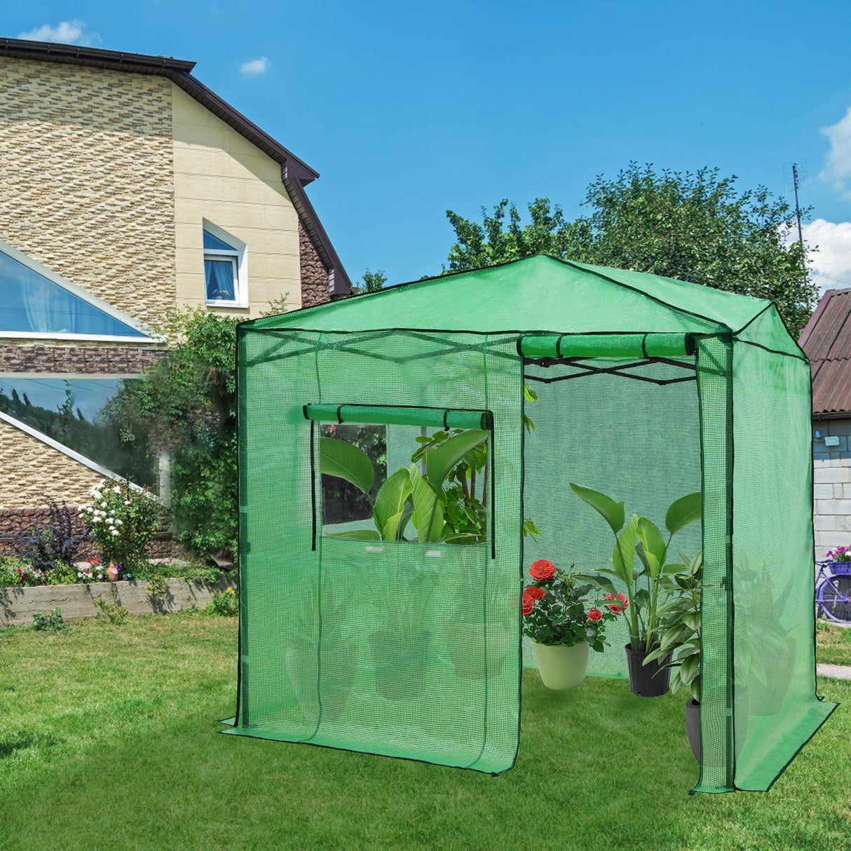 EAGLE PEAK Easy Fast Setup Instan 8x6 Pop Up Walk In Greenhouse - Eagle Peak Canopy and Outdoor Products