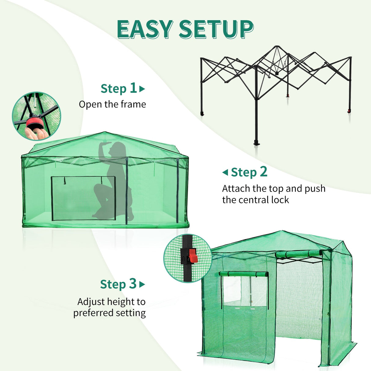 EAGLE PEAK Easy Fast Setup Instan 8x6 Pop Up Walk In Greenhouse - Eagle Peak Canopy and Outdoor Products