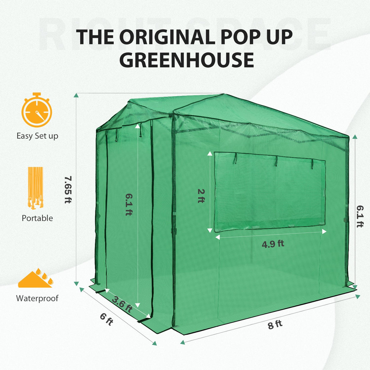 EAGLE PEAK Easy Fast Setup Instan 8x6 Pop Up Walk In Greenhouse - Eagle Peak Canopy and Outdoor Products