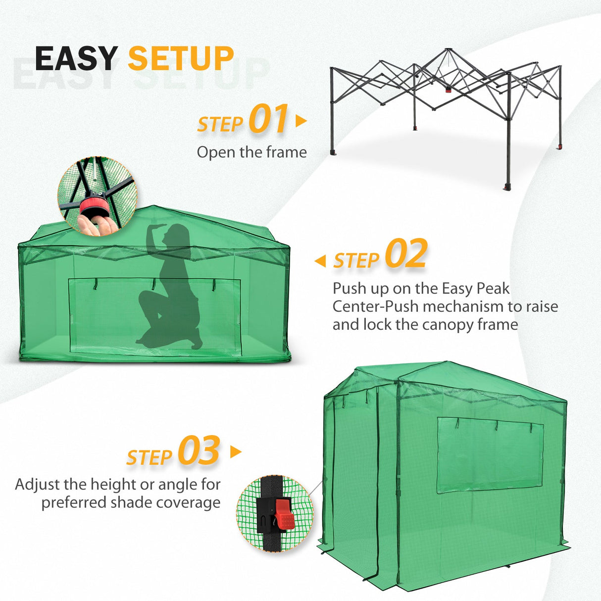 EAGLE PEAK Easy Fast Setup Instan 8x6 Pop Up Walk In Greenhouse - Eagle Peak Canopy and Outdoor Products