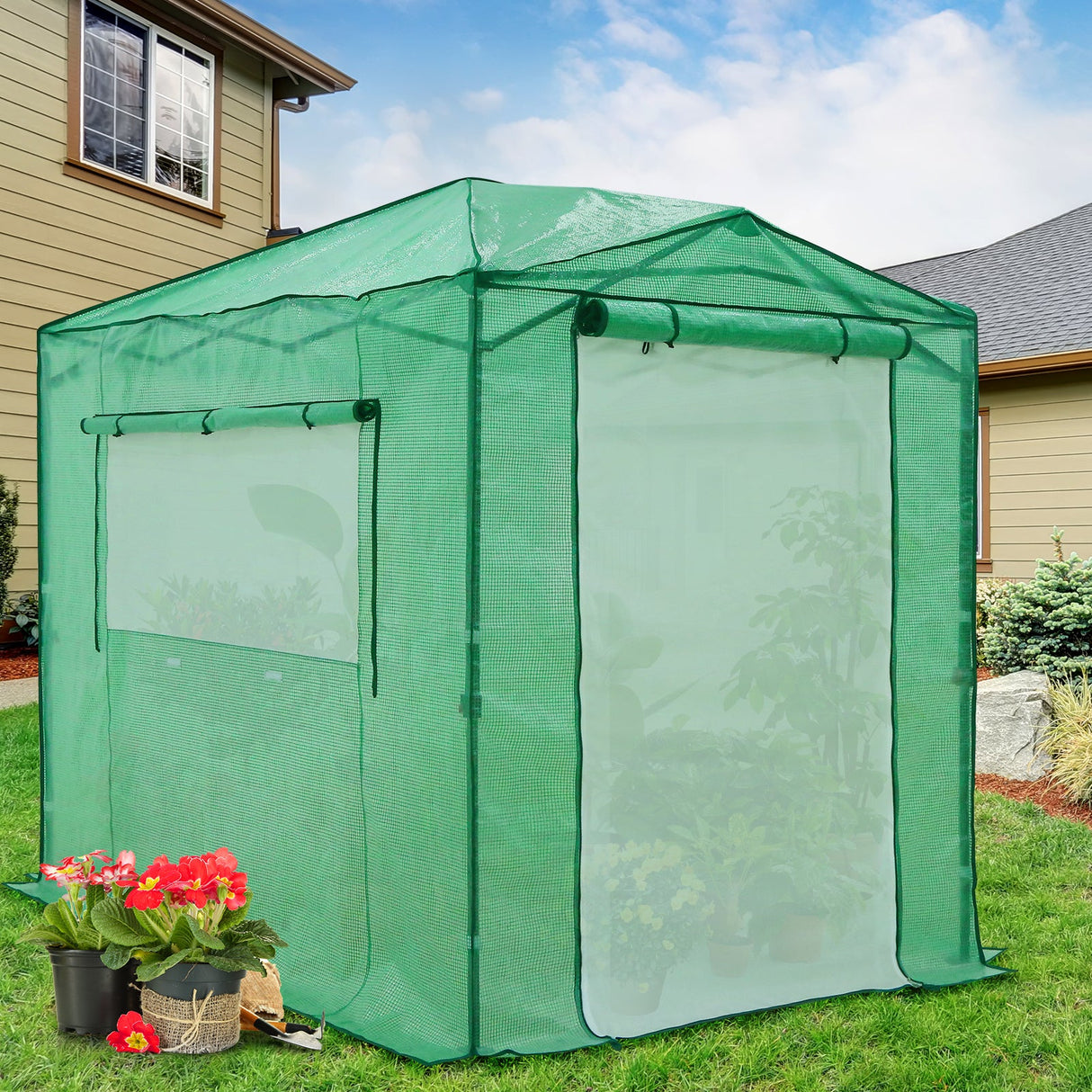 EAGLE PEAK Easy Fast Setup Instan 8x6 Pop Up Walk In Greenhouse - Eagle Peak Canopy and Outdoor Products