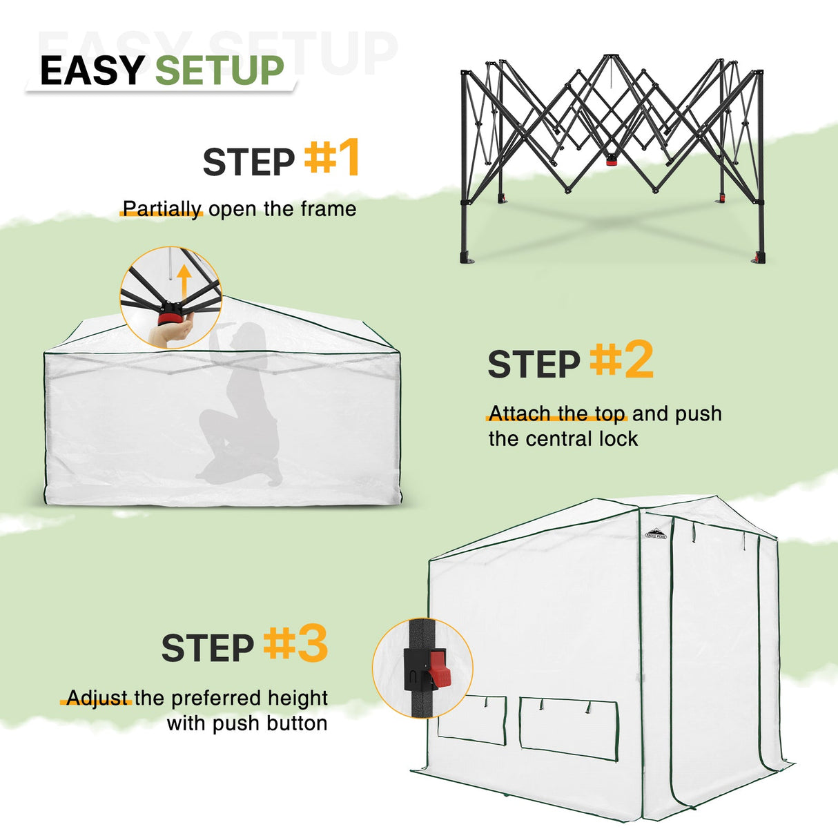 EAGLE PEAK Easy Fast Setup Instan 8x6 Pop Up Walk In Greenhouse - Eagle Peak Canopy and Outdoor Products