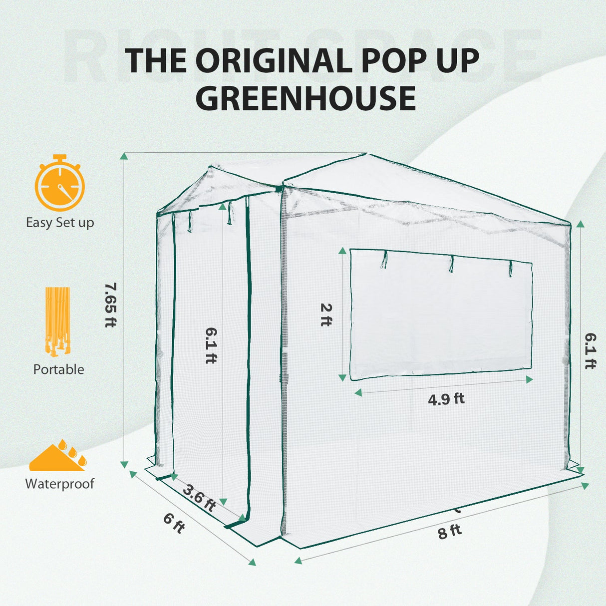 EAGLE PEAK Easy Fast Setup Instan 8x6 Pop Up Walk In Greenhouse - Eagle Peak Canopy and Outdoor Products