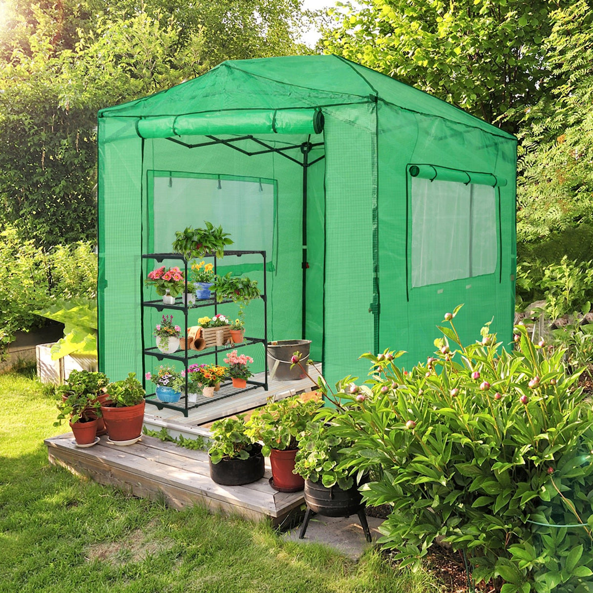 EAGLE PEAK Easy Fast Setup Instan 8x6 Pop Up Walk In Greenhouse - Eagle Peak Canopy and Outdoor Products