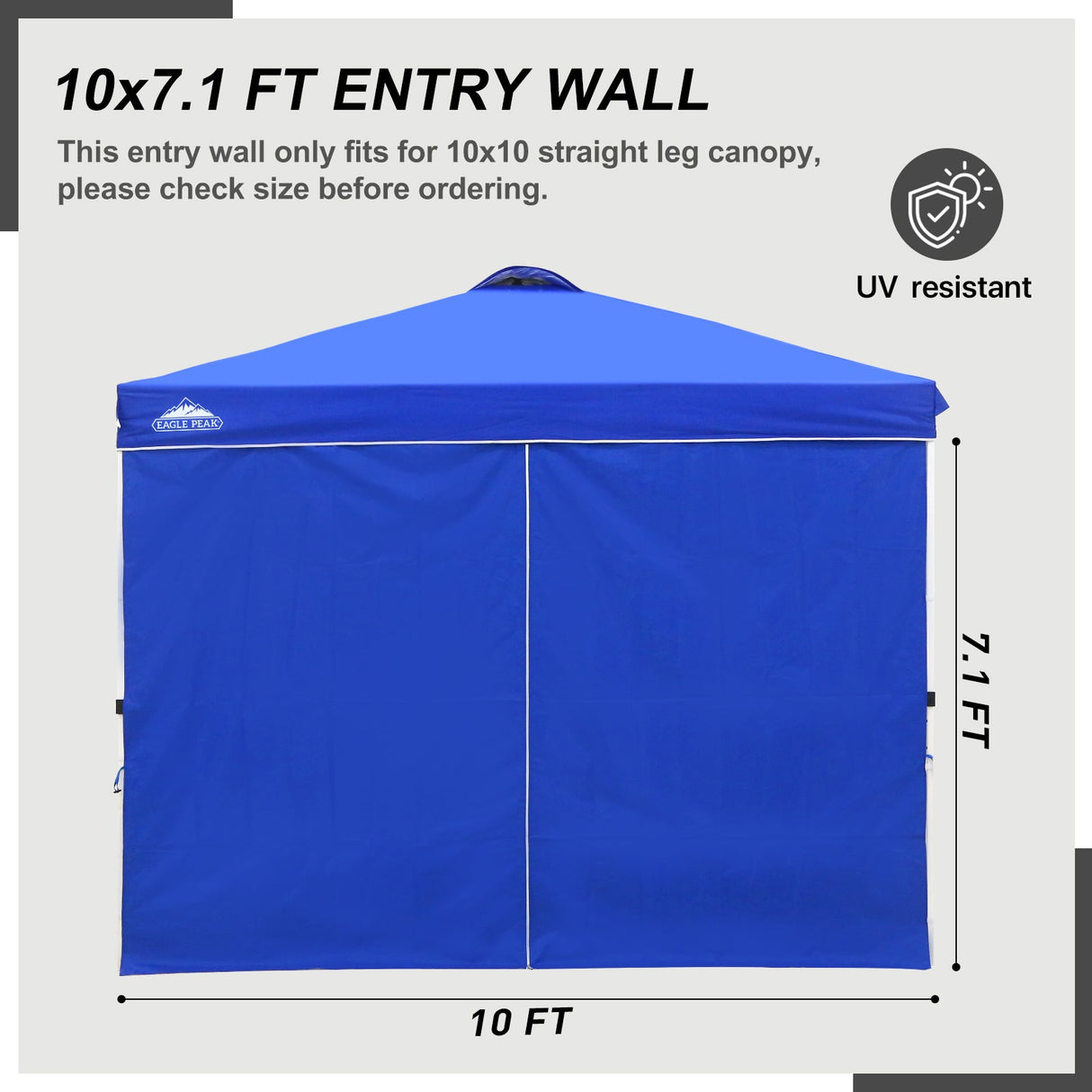 EAGLE PEAK Entry Wall Panel with Zipper for 10x10 Straight Leg Canopy only, 1 Sidewall - Eagle Peak Canopy and Outdoor Products