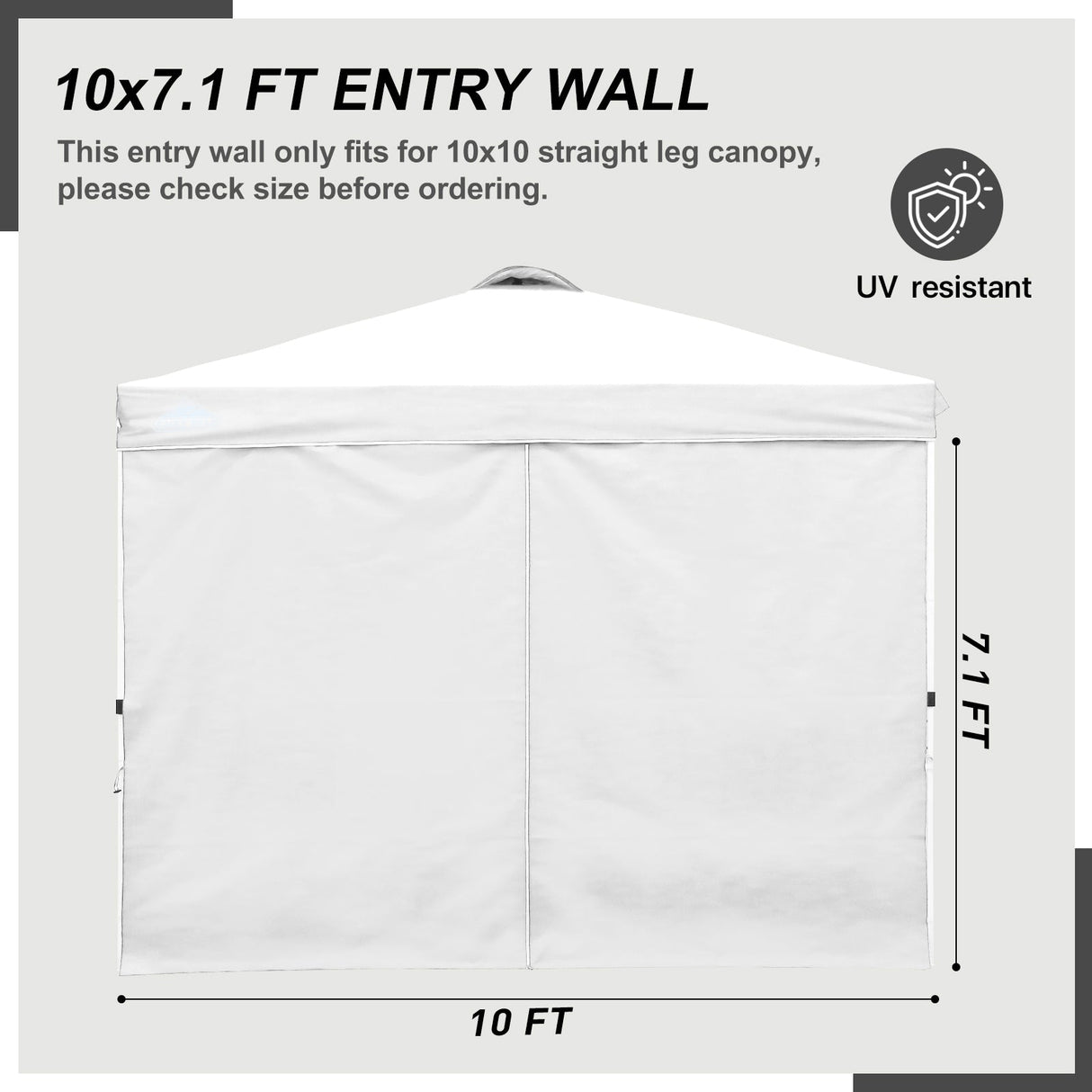 EAGLE PEAK Entry Wall Panel with Zipper for 10x10 Straight Leg Canopy only, 1 Sidewall - Eagle Peak Canopy and Outdoor Products