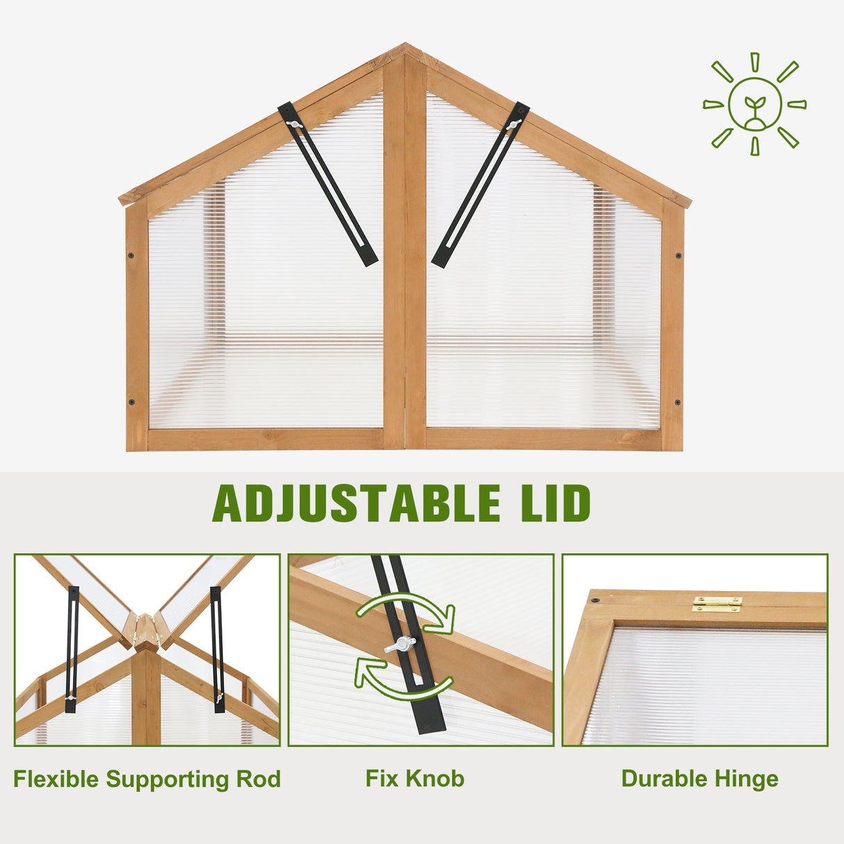 EAGLE PEAK Garden Cold Frame Greenhouse, Use on The Ground or on Raised Garden Beds, 35.4x31.5x23.2in, Wood Frame with PC Windows, Dual Vented Panel, Natural - Eagle Peak Canopy and Outdoor Products