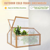 EAGLE PEAK Garden Cold Frame Greenhouse, Use on The Ground or on Raised Garden Beds, 35.4x31.5x23.2in, Wood Frame with PC Windows, Dual Vented Panel, Natural - Eagle Peak Canopy and Outdoor Products