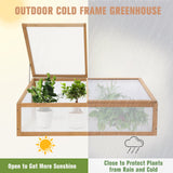 EAGLE PEAK Garden Cold Frame Greenhouse, Use on The Ground or on Raised Garden Beds, 39.4''x25.4''x15.9'', Wood Frame with PC Windows, Portable Wooden Greenhouse, Raised Flower Planter, Natural - Eagle Peak Canopy and Outdoor Products