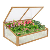 EAGLE PEAK Garden Cold Frame Greenhouse, Use on The Ground or on Raised Garden Beds, 39.4''x25.4''x15.9'', Wood Frame with PC Windows, Portable Wooden Greenhouse, Raised Flower Planter, Natural - Eagle Peak Canopy and Outdoor Products