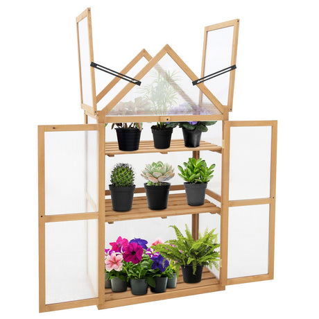 EAGLE PEAK Garden Cold Frame Greenhouse with Adjustable Shelf, 27x16x52in, Natural - Eagle Peak Canopy and Outdoor Products