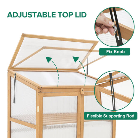 EAGLE PEAK Garden Cold Frame Greenhouse with Adjustable Shelves, 30.1x22.0x43.3in, Natural - Eagle Peak Canopy and Outdoor Products