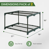 EAGLE PEAK Greenhouse Shelving Staging Double 2 Tier, Outdoor / Indoor Plant Shelves, 27" x 19" x 16", Green - Eagle Peak Canopy and Outdoor Products