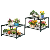 EAGLE PEAK Greenhouse Shelving Staging Double 2 Tier, Outdoor / Indoor Plant Shelves, 27" x 19" x 16", Green - Eagle Peak Canopy and Outdoor Products