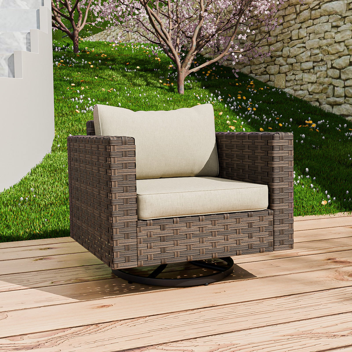 EAGLE PEAK Harbor Haven 1 PC, 2 PCS, 4 PCS Wicker Swivel Rocker Patio Chair - Eagle Peak Custom Canopy Tent