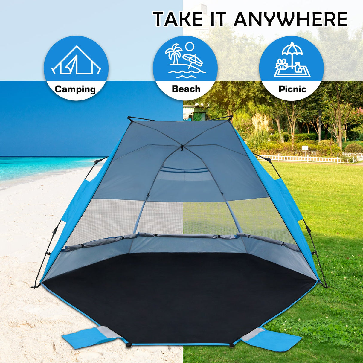 EAGLE PEAK Instant Beach Tent, Sunshade with Windows - Eagle Peak Canopy and Outdoor Products