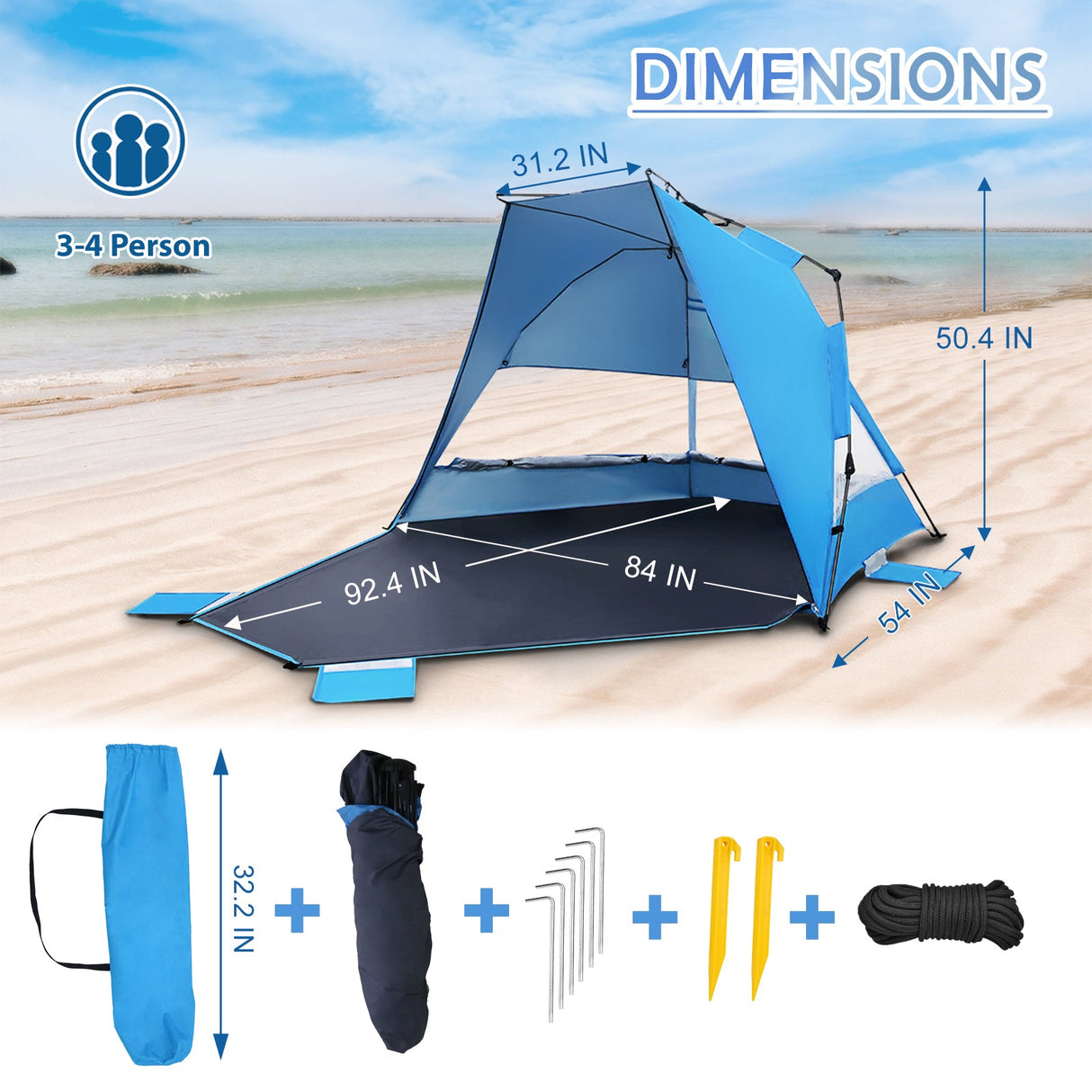 EAGLE PEAK Instant Beach Tent, Sunshade with Windows - Eagle Peak Canopy and Outdoor Products