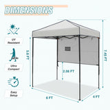 EAGLE PEAK Instant Pop Up Canopy with Adjustable Sun Wall 6x4 ft, Straight Lightweight Compact Portable Tent with Carry Bag - Eagle Peak Canopy and Outdoor Products