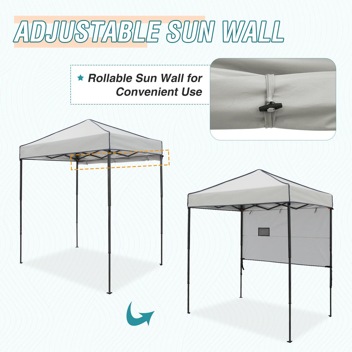 EAGLE PEAK Instant Pop Up Canopy with Adjustable Sun Wall 6x4 ft, Straight Lightweight Compact Portable Tent with Carry Bag - Eagle Peak Canopy and Outdoor Products