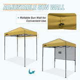 EAGLE PEAK Instant Pop Up Canopy with Adjustable Sun Wall 6x4 ft, Straight Lightweight Compact Portable Tent with Carry Bag - Eagle Peak Canopy and Outdoor Products