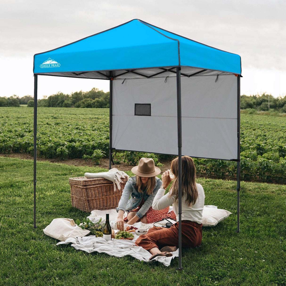 EAGLE PEAK Instant Pop Up Canopy with Adjustable Sun Wall 6x4 ft, Straight Lightweight Compact Portable Tent with Carry Bag - Eagle Peak Canopy and Outdoor Products