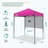 EAGLE PEAK Instant Pop Up Canopy with Adjustable Sun Wall 6x4 ft, Straight Lightweight Compact Portable Tent with Carry Bag - Eagle Peak Canopy and Outdoor Products