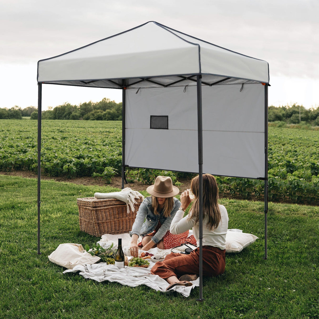 EAGLE PEAK Instant Pop Up Canopy with Adjustable Sun Wall 6x4 ft, Straight Lightweight Compact Portable Tent with Carry Bag - Eagle Peak Canopy and Outdoor Products