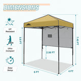 EAGLE PEAK Instant Pop Up Canopy with Adjustable Sun Wall 6x4 ft, Straight Lightweight Compact Portable Tent with Carry Bag - Eagle Peak Canopy and Outdoor Products