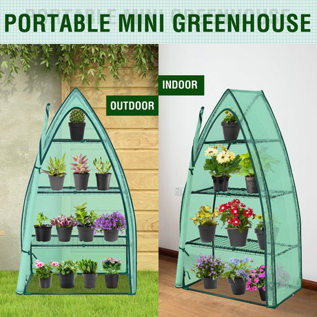 EAGLE PEAK Mini 3 Tier Greenhouse with Wire Shelves - Eagle Peak Canopy and Outdoor Products