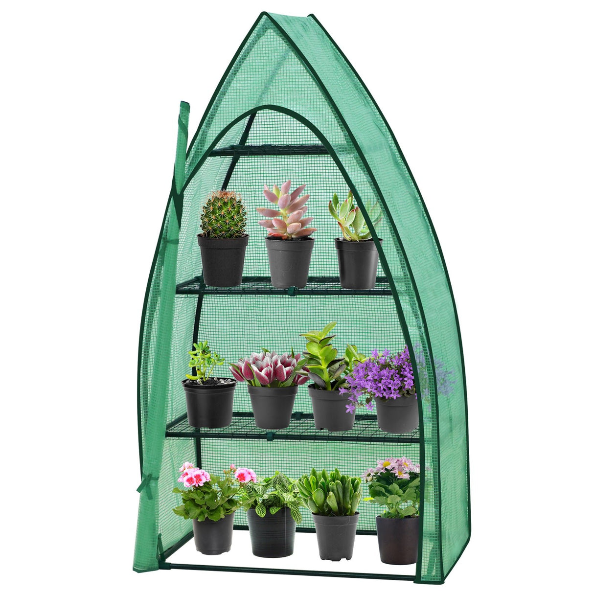 EAGLE PEAK Mini 3 Tier Greenhouse with Wire Shelves,35.4”x17.7”x63.0” - Eagle Peak Canopy and Outdoor Products